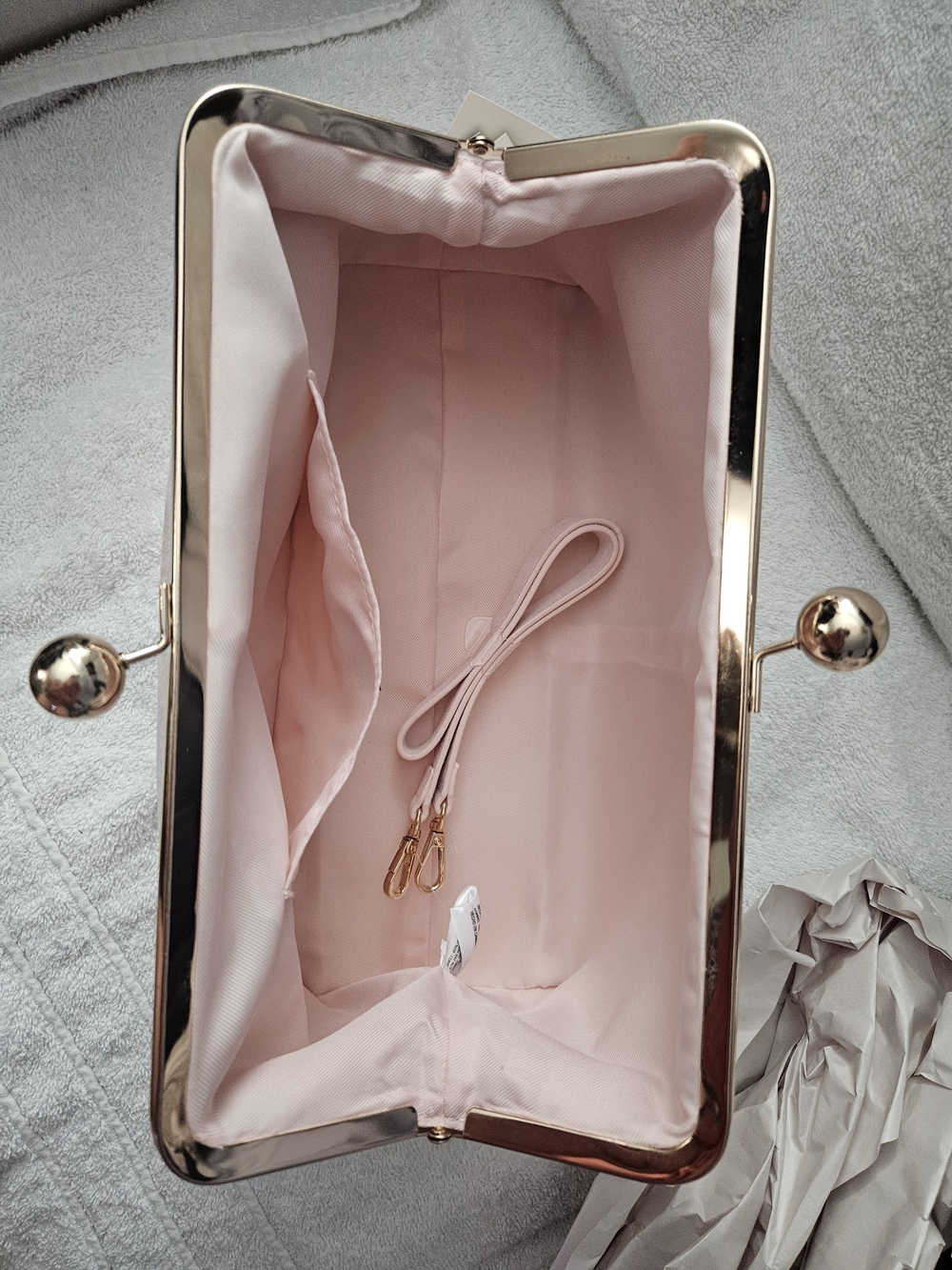 A New Day Suede Kiss Lock Clutch Bag Light Pink Blush Evening Purse NWT - Picture 6 of 11